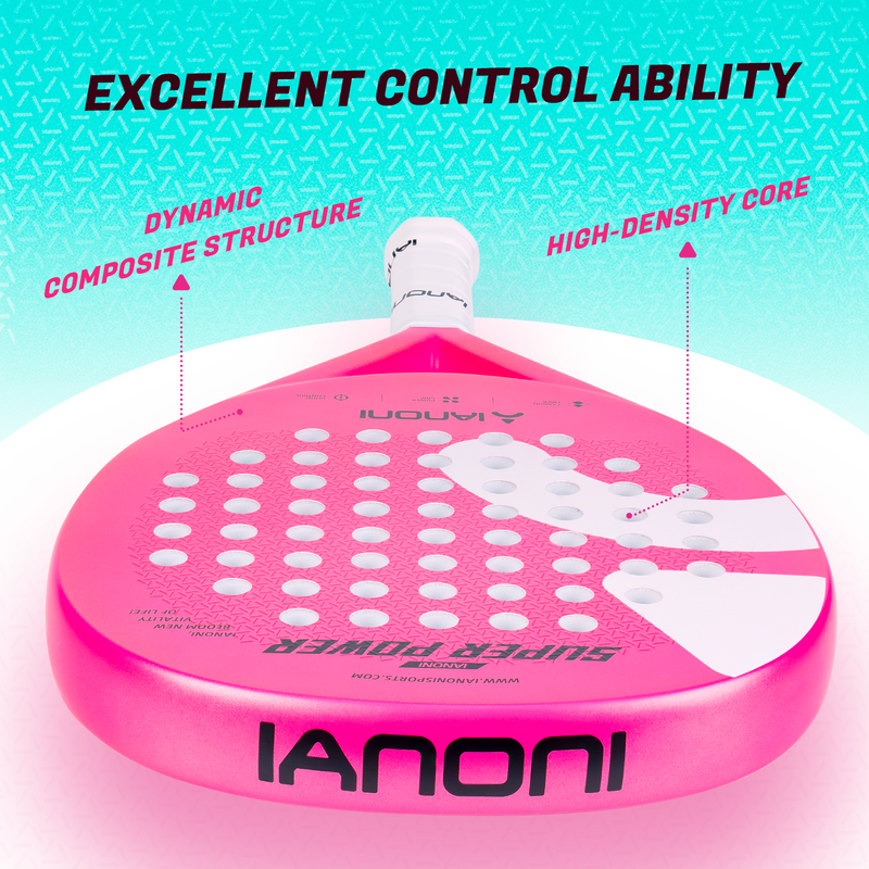 Adult S-Power Carbon Padel Racket, 3D Surface & EVA Flex Core + P Bag - Pink