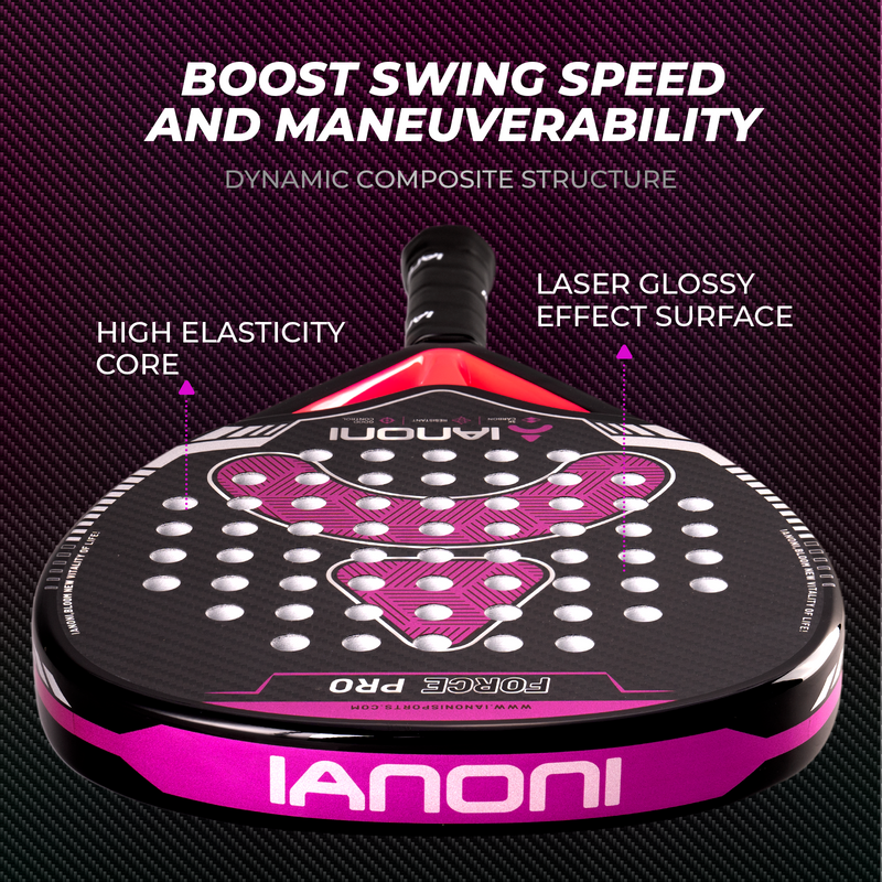 Adult F-Pro 3k Carbon Padel Racket, 3D Surface & EVA Flex Core + PU Bag - Purple