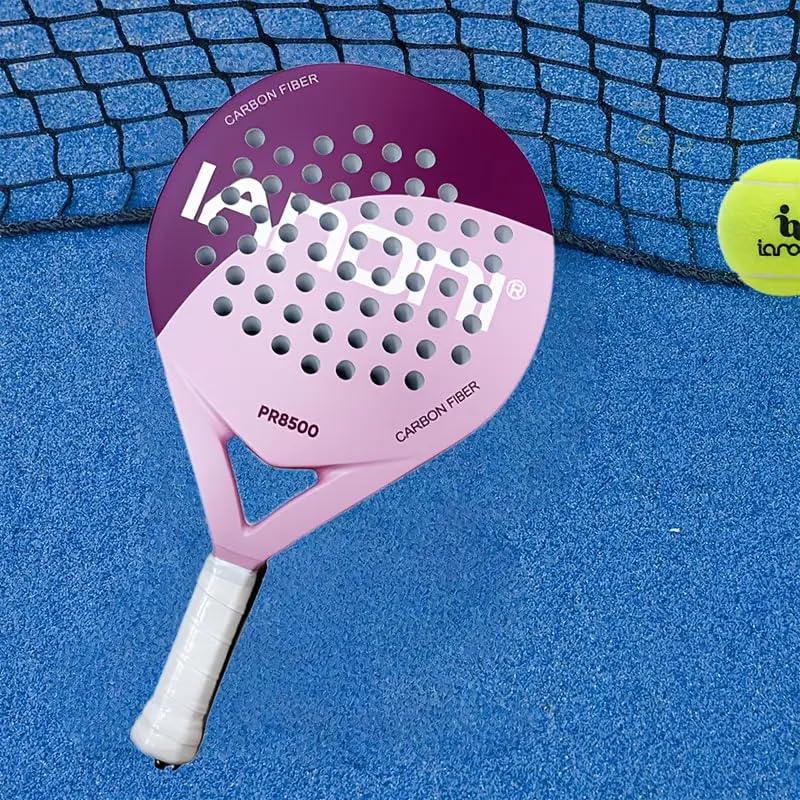 IANONI Padel Racket Carbon Fiber Surface with EVA Memory Flex Foam Core Padel Tennis Racquets Paddle Tennis Racket-8500 pink
