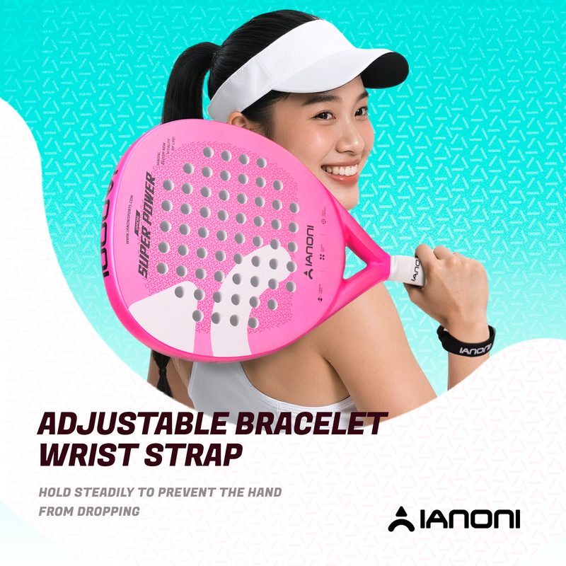 Adult S-Power Carbon Padel Racket, 3D Surface & EVA Flex Core + P Bag - Pink