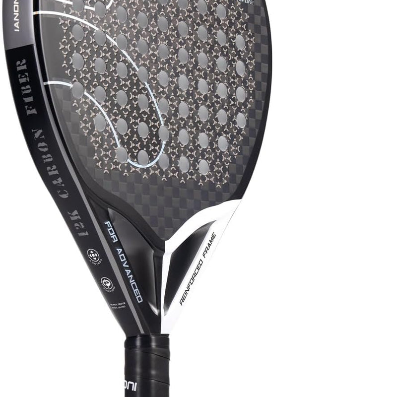 Ianoni Professional Padel Racket 12K Carbon Fiber with 3D Surface with EVA Memory Flex Foam Core-Power Force