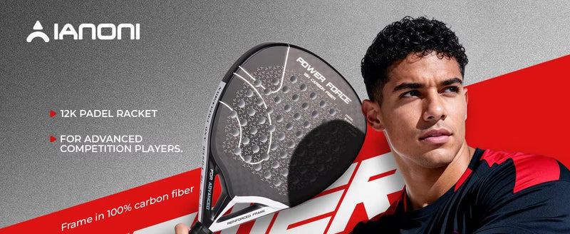 Ianoni Professional Padel Racket 12K Carbon Fiber with 3D Surface with EVA Memory Flex Foam Core-Power Force