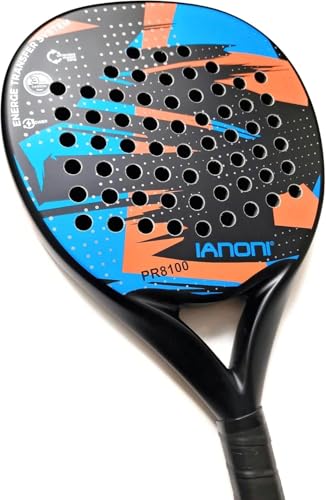 ianoni Padel Racket Carbon Fiber Surface with EVA Memory Flex Foam Core - 8100 Orange Racket + Bag + 3x Pro Padel Balls + Extra grip