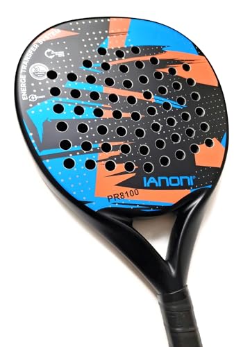 ianoni Padel Racket Carbon Fiber Surface with EVA Memory Flex Foam Core Paddle Tennis Racquets-Orange
