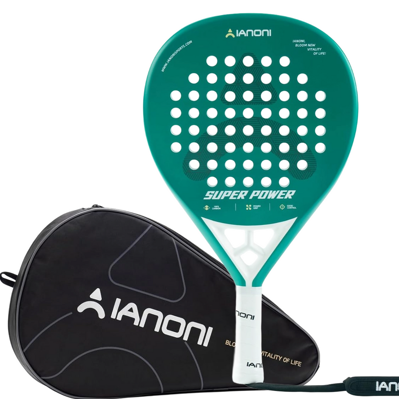 Adult S-Power Carbon Padel Racket, 3D Surface & EVA Flex Core + P Bag - Green