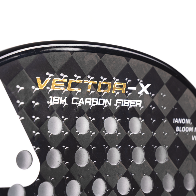 Adult Vortex 18k Caron Padel Racket, 3D Surface & EVA Flex Core + PU Bag - Gold