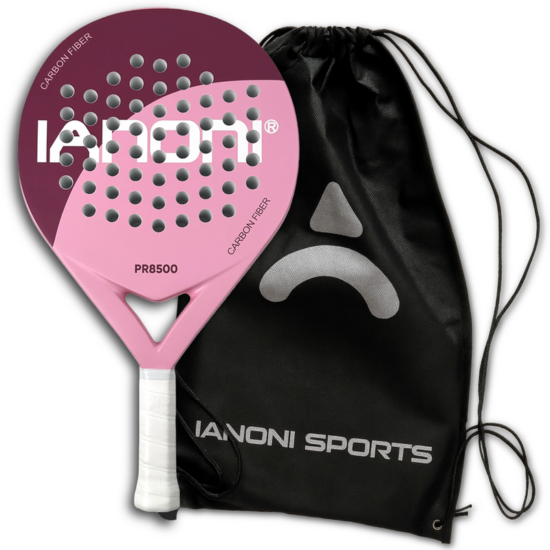 IANONI Padel Racket Carbon Fiber Surface with EVA Memory Flex Foam Core Padel Tennis Racquets Paddle Tennis Racket-8500 pink