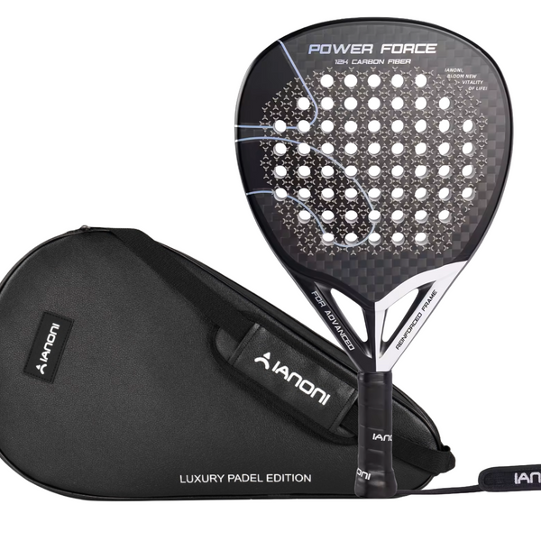 Ianoni Professional Padel Racket 12K Carbon Fiber with 3D Surface with EVA Memory Flex Foam Core-Power Force
