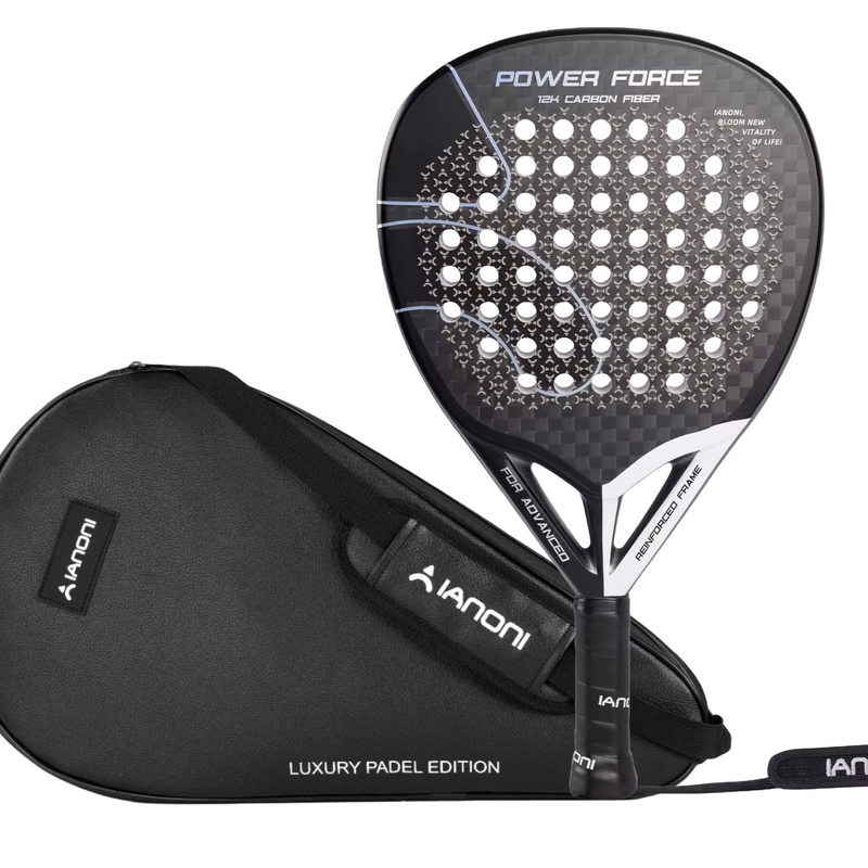 Ianoni Professional Padel Racket 12K Carbon Fiber with 3D Surface with EVA Memory Flex Foam Core-Power Force