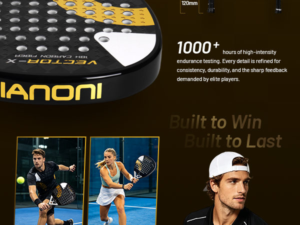Adult Vortex 18k Caron Padel Racket, 3D Surface & EVA Flex Core + PU Bag - Gold