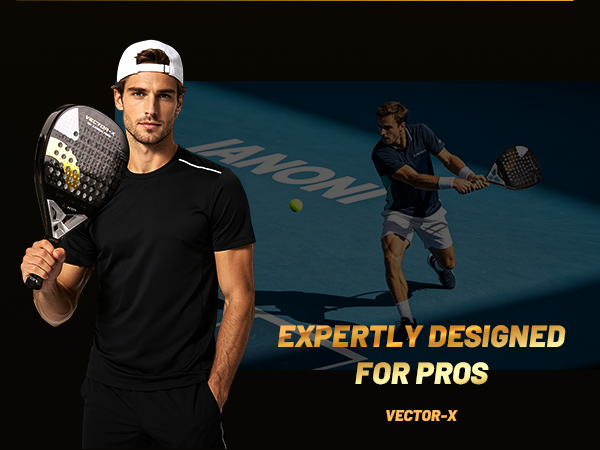Adult Vortex 18k Caron Padel Racket, 3D Surface & EVA Flex Core + PU Bag - Gold