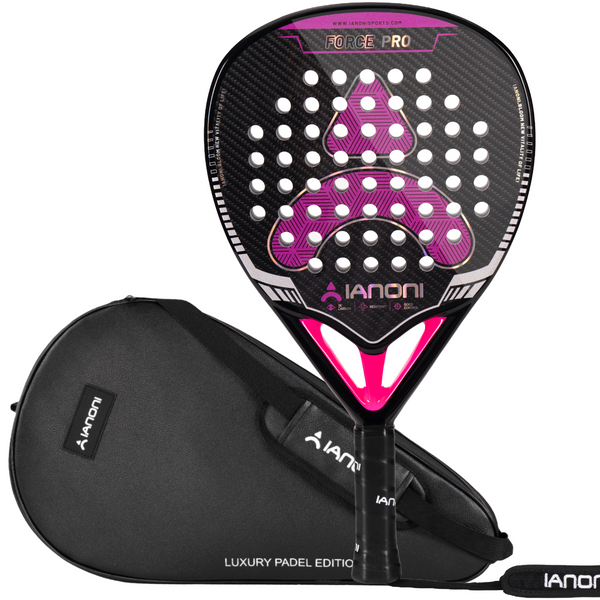 Adult F-Pro 3k Carbon Padel Racket, 3D Surface & EVA Flex Core + PU Bag - Purple