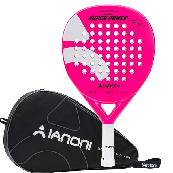 Adult S-Power Carbon Padel Racket, 3D Surface & EVA Flex Core + P Bag - Pink