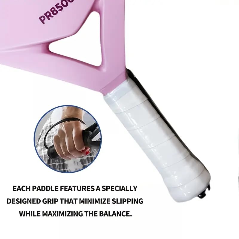 IANONI Padel Racket Carbon Fiber Surface with EVA Memory Flex Foam Core Padel Tennis Racquets Paddle Tennis Racket-8500 pink