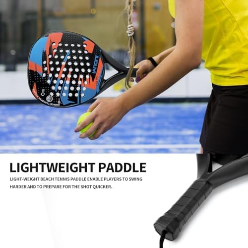 ianoni Padel Racket Carbon Fiber Surface with EVA Memory Flex Foam Core Paddle Tennis Racquets-Orange